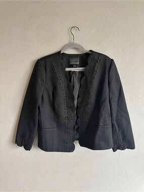 Banana Republic Black Scalloped Laser-Cut Open Blazer 12
